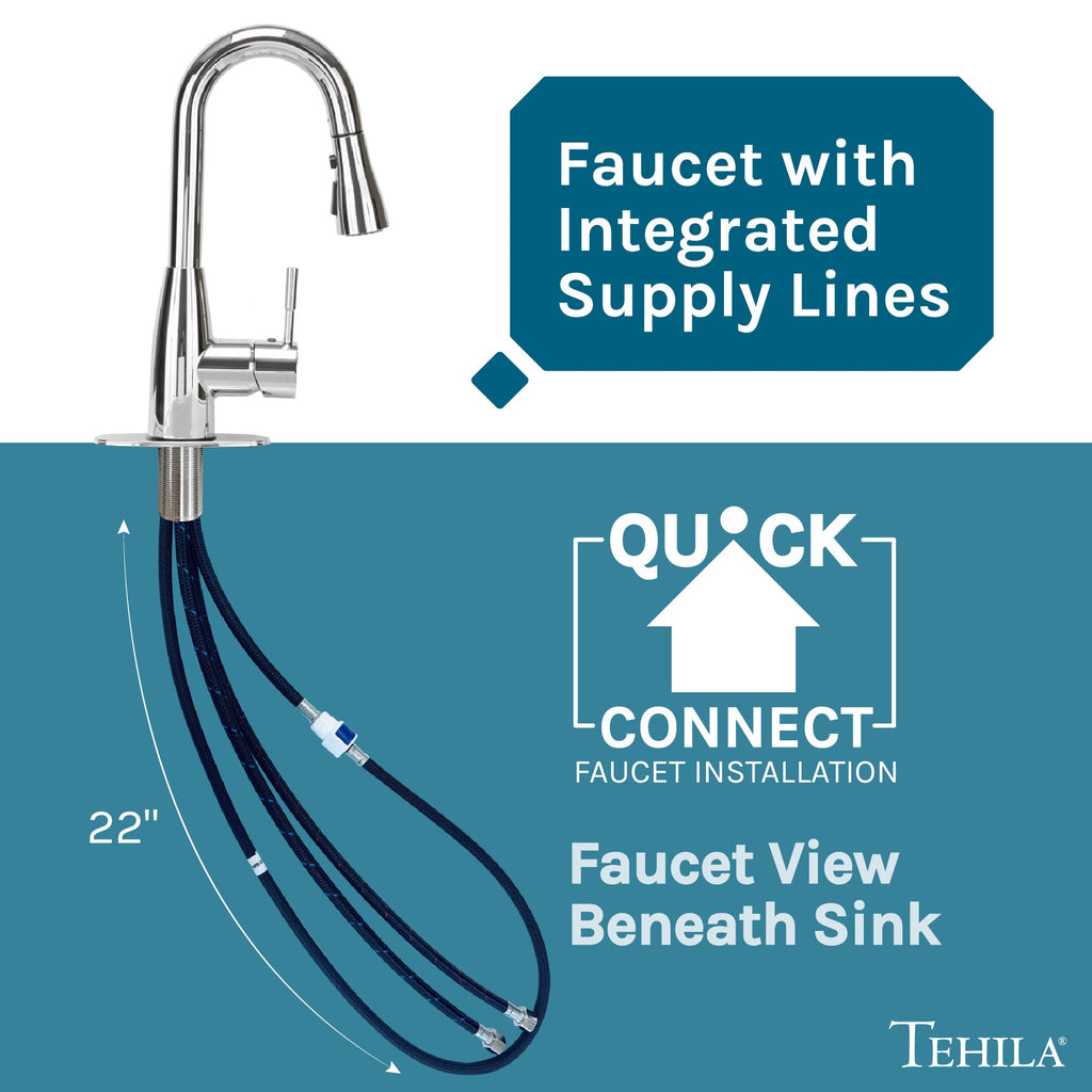 Tehila Chrome Finish Low Profile Pull-Down Faucet