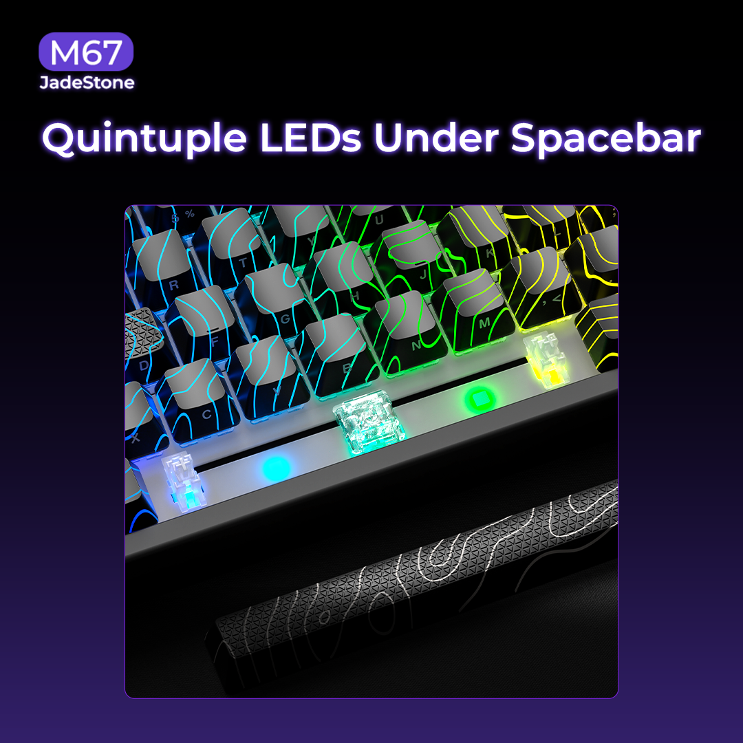 XVX M67 JadeStone VIA Tri-Mode Mechanical Keyboard with IMD-Tech Keycaps (Stellar White)