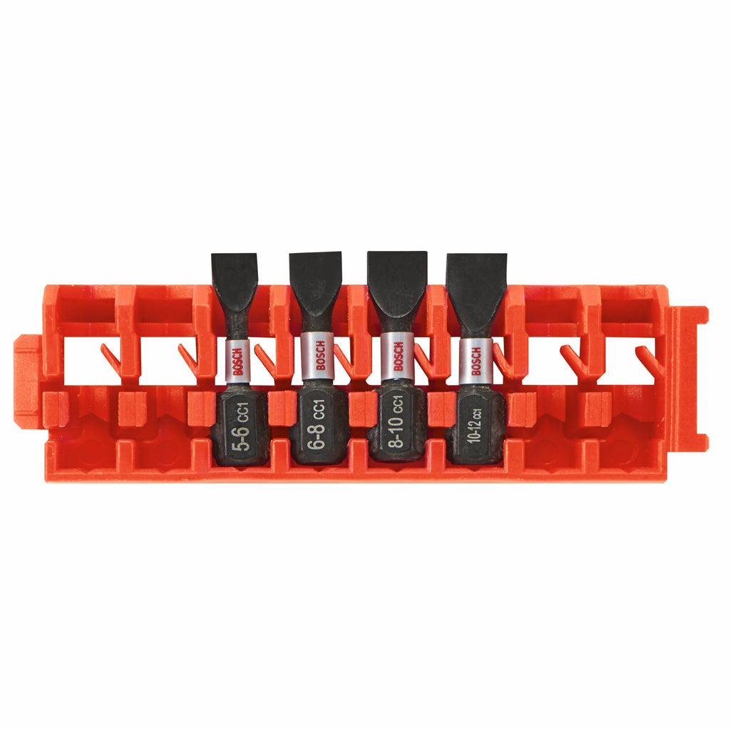BOSCH ITDSLV104C 4 pc. Driven 1 In. Impact Slotted Insert Bit Set with Clip for Custom Case System