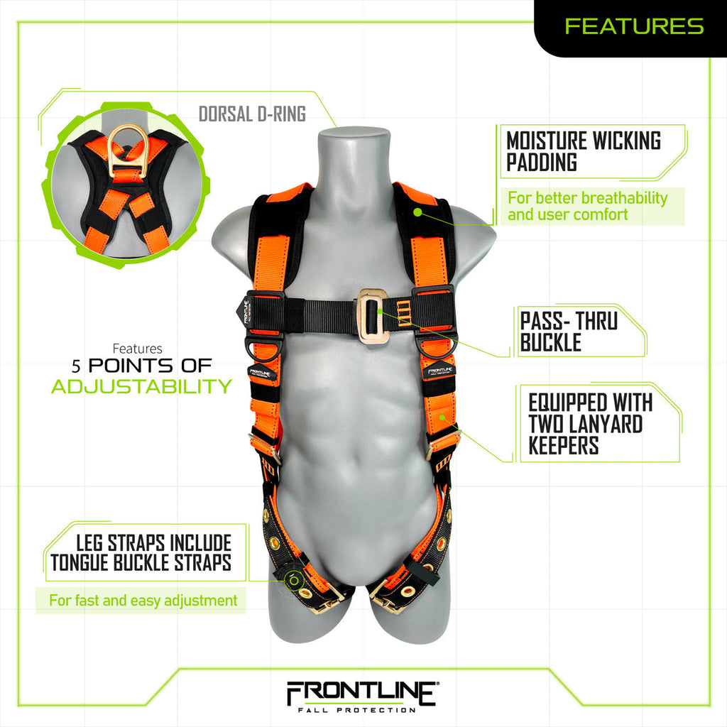 Frontline 50VTB Combat Economy Series Full Body Harness with Tongue Buckle Belt XL/2X