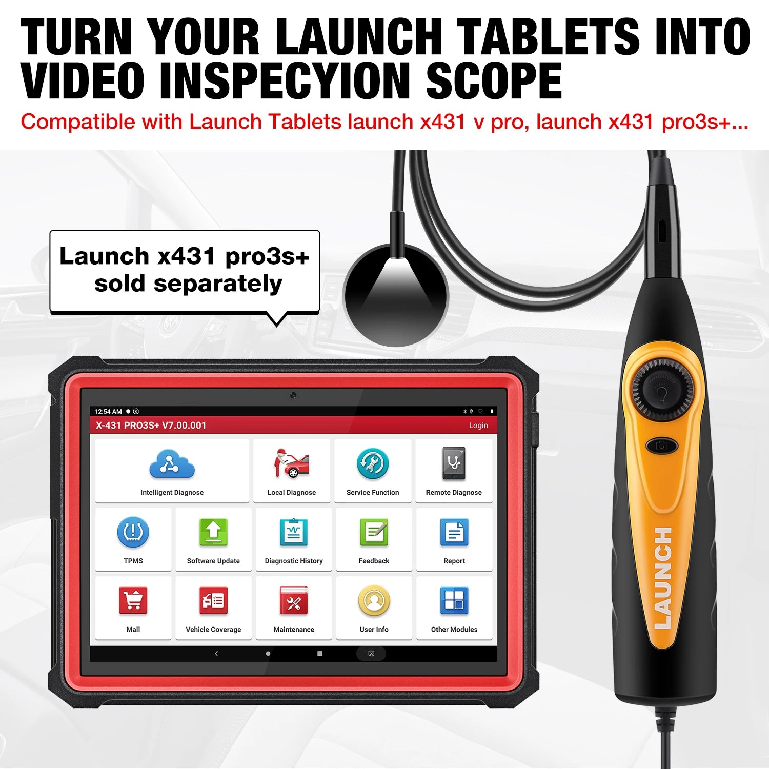 LAUNCH VSP-600 Borescope Inspection Camera IP67 Waterproof VSP600 Videoscope 5.5MM 6 LED Light for X431 Series USB Endoscope