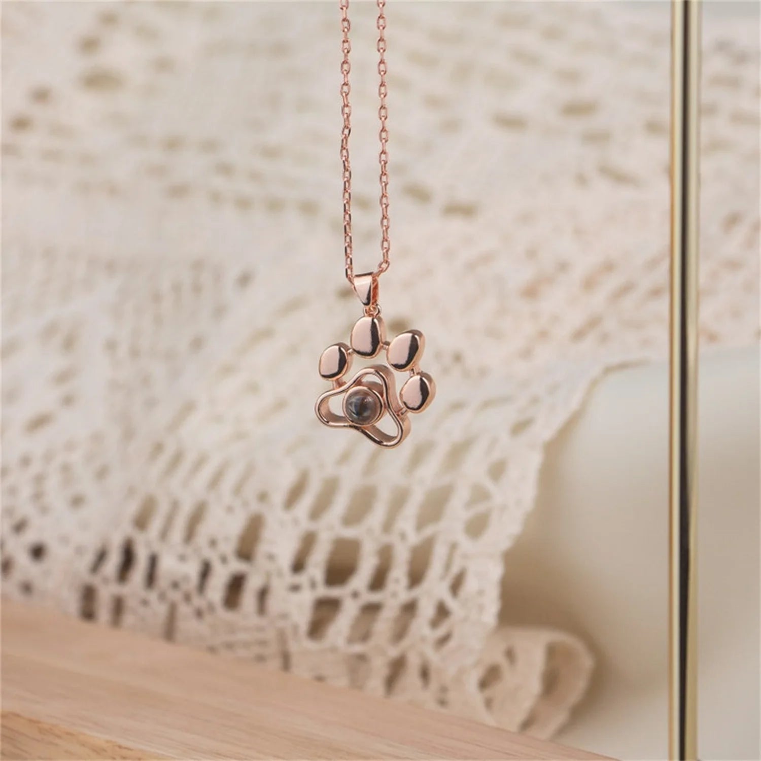 Projection Photo Necklace in Gold Silver Rose Gold Personalized 925 Sterling Silver Custom Family Couples Pet Photo Necklace