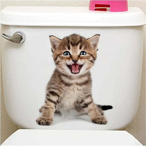 1PCS 3D Cute Kitten Cat Wall Stickers for Kitchen Refrigerator Living Room Bedroom Home Decor DIY Toilet Decal