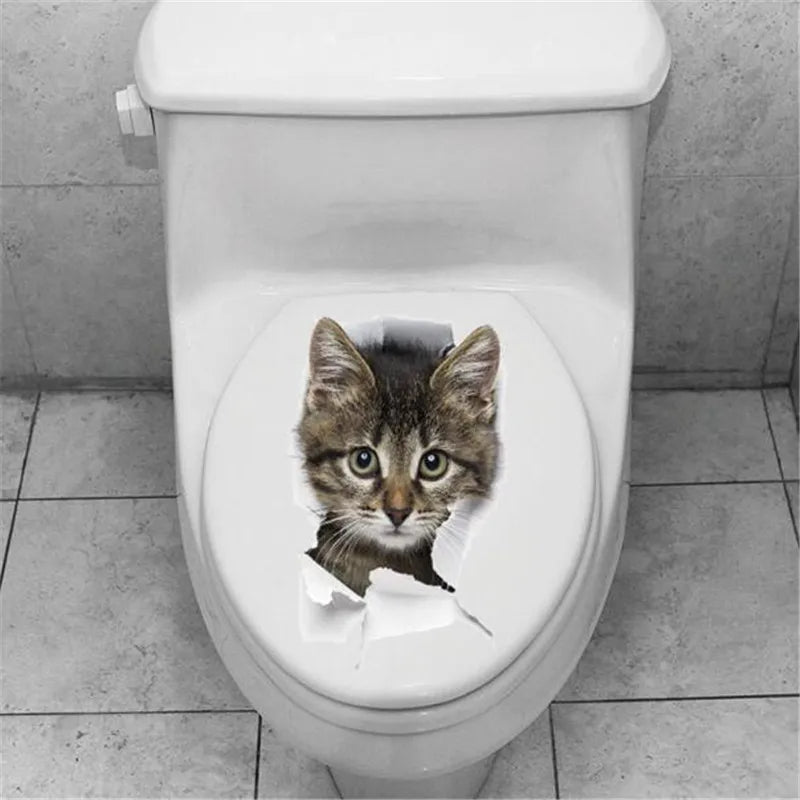 1PCS 3D Cute Kitten Cat Wall Stickers for Kitchen Refrigerator Living Room Bedroom Home Decor DIY Toilet Decal