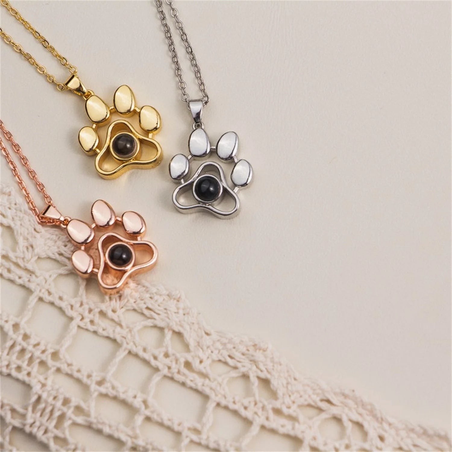 Projection Photo Necklace in Gold Silver Rose Gold Personalized 925 Sterling Silver Custom Family Couples Pet Photo Necklace