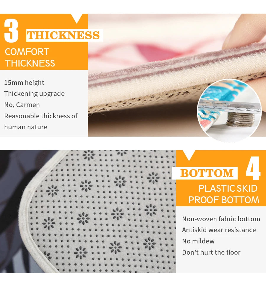 Floor Mat Customized Printed Bathroom Kitchen Carpets Doormats For Living Room Anti-Slip Tapete 40-60/50-80/45-120cm