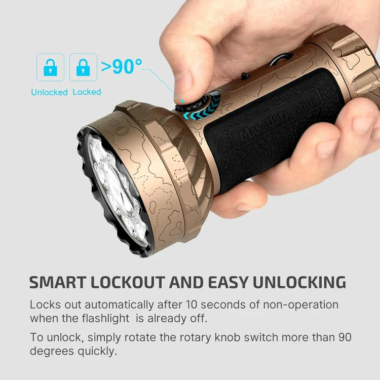 OLIGHT MARAUDERMINIT Marauder Mini Powerful LED Flashlight With RGB - Desert Terrain