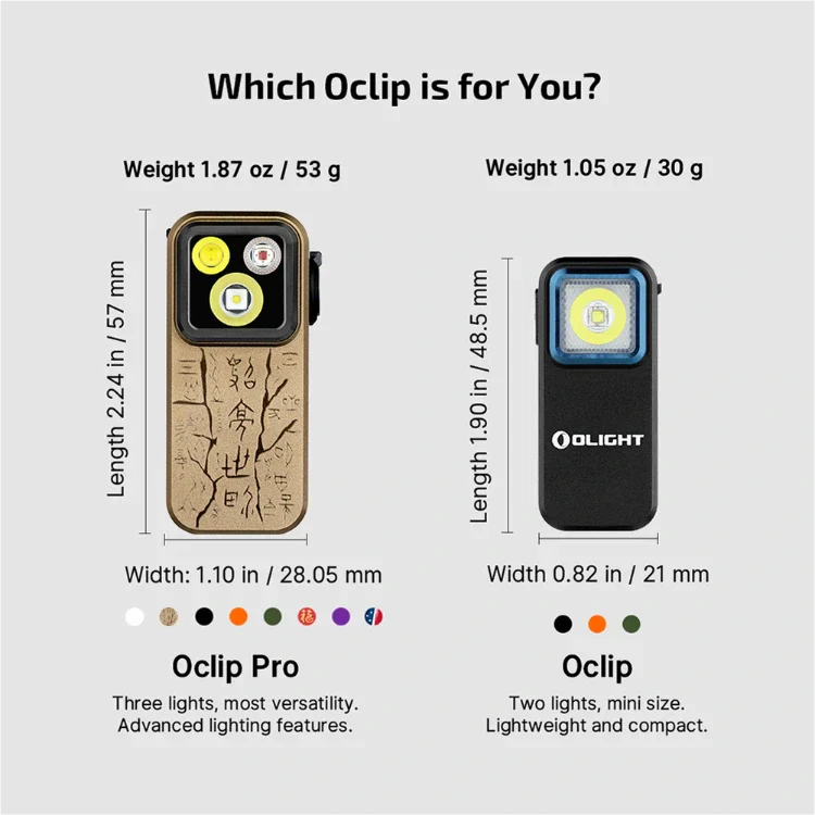 OLIGHT OCLIPPROAS Oclip Pro Clip on Flashlight with Floodlight - Ancient Script