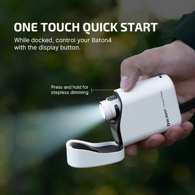 OLIGHT BATON4KITWH Baton 4 Powerful EDC Flashlight 1300 Lumens - White-Premium (With Charging Case)