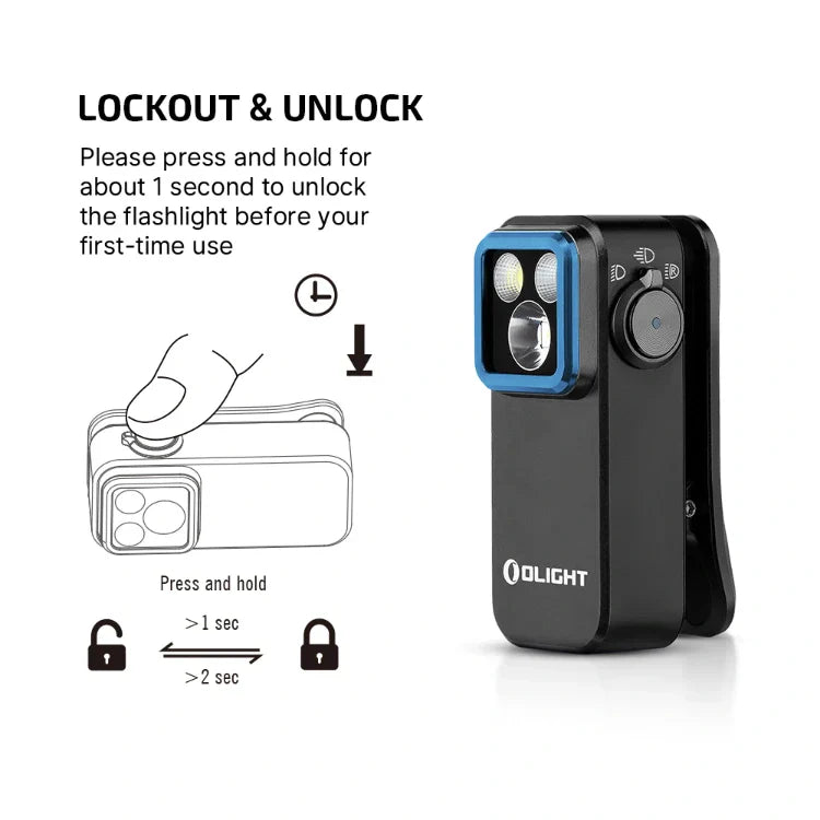 OLIGHT OCLIPPROBKC2M Oclip Pro Clip on Flashlight with Floodlight Spotlight and Red Light - Black