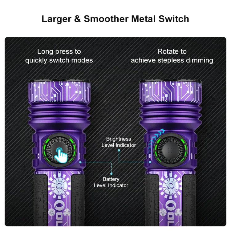 OLIGHT SEEKER4PROVIOLET Seeker 4 Pro High Power Flashlight Color - Cyber Violet CW(5700~7000K)