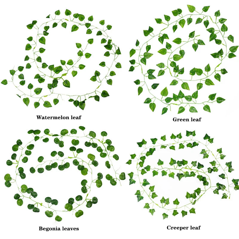1Pc 2.1 M Artificial Plant Green Ivy Leaf Garland Silk Wall Hanging Vine Home Garden Decoration Wedding Party Fake Wreath Leaves