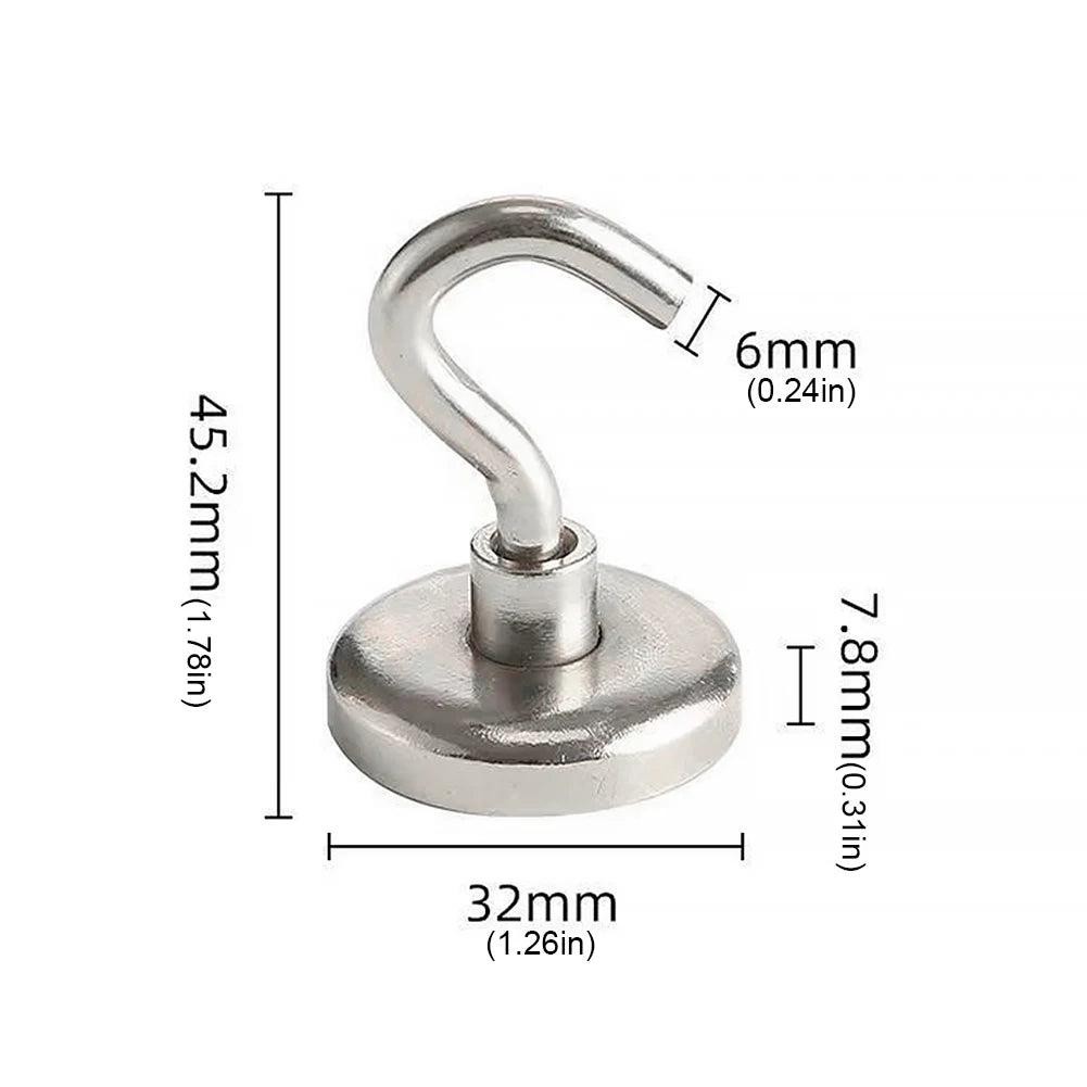 10Pcs Strong Magnetic Hooks Punch free Practical Load Bearing Hook Thick Wall Storage For Indoor Outdoor Home Kitchen 2/12/34kg
