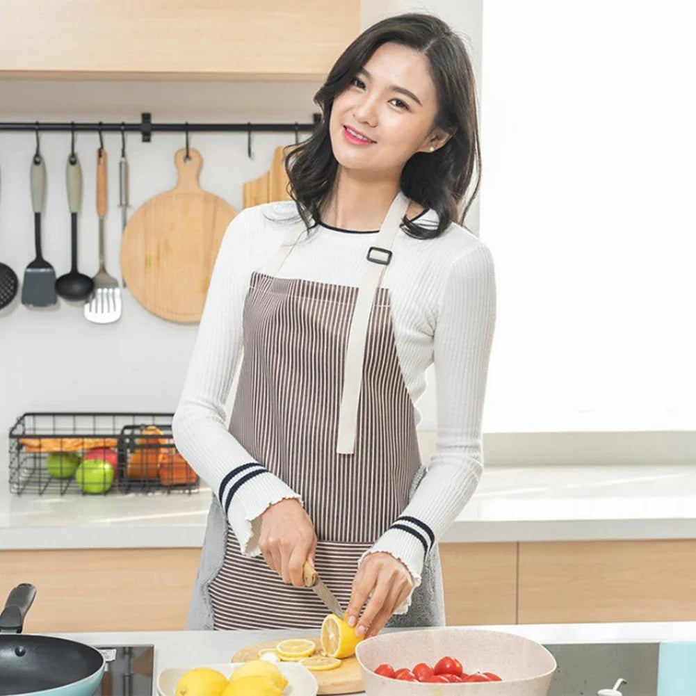Kitchen Apron Unisex Cotton Hand Wipe Men's Household Kitchen Apron Large Pocket Waterproof and Oil-proof Female Baking Clothing
