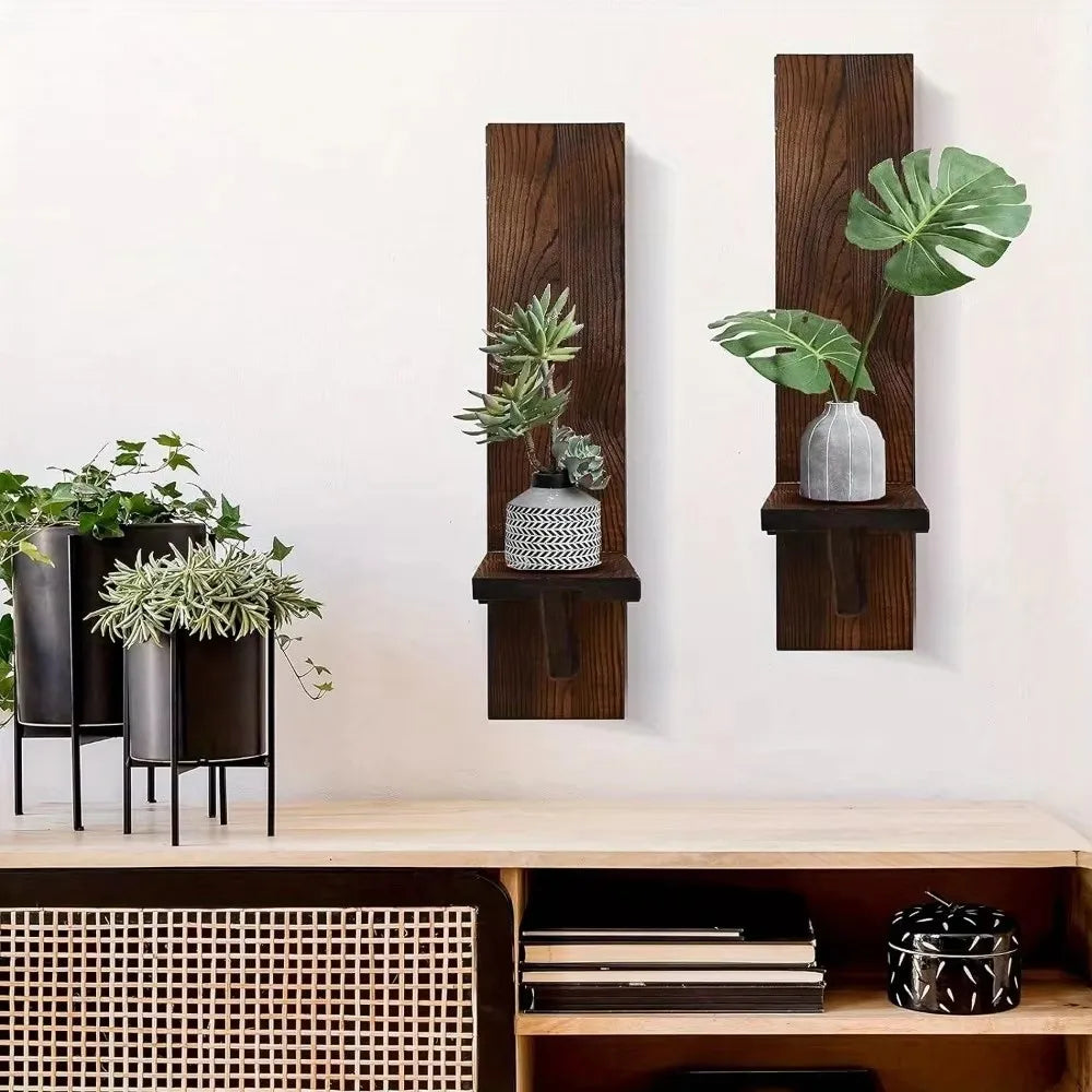 Art Deco Wooden Wall Mounted Vase Display Stand Wedding Corridor Candle Holder Home Wall Decor Rack
