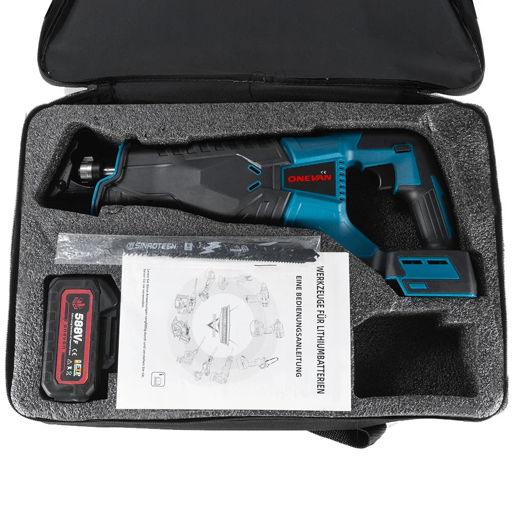 ONEVAN 3000W Brushless Cordless Reciprocating Saw Electric Chainsaw Cut Saw Wood Metal Pipe Cutting Tools For Makita Battery Pin