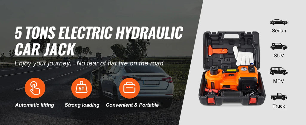SucceBuy 5 Ton Electric Car Jack 11023 LBS Hydraulic Jack Lift Portable Car Jack for SUV Sedan Truck Change Tires Garage Repair