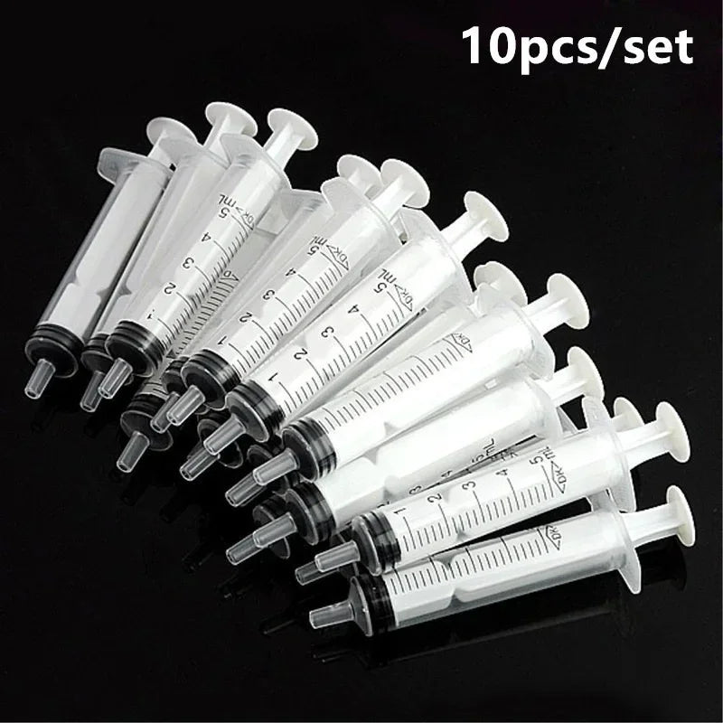 10x Disposable Plastic 5ml Syringes Without Needles for Laboratory Nutrition Measurement Small Pet Food Feeder (Without Needle)