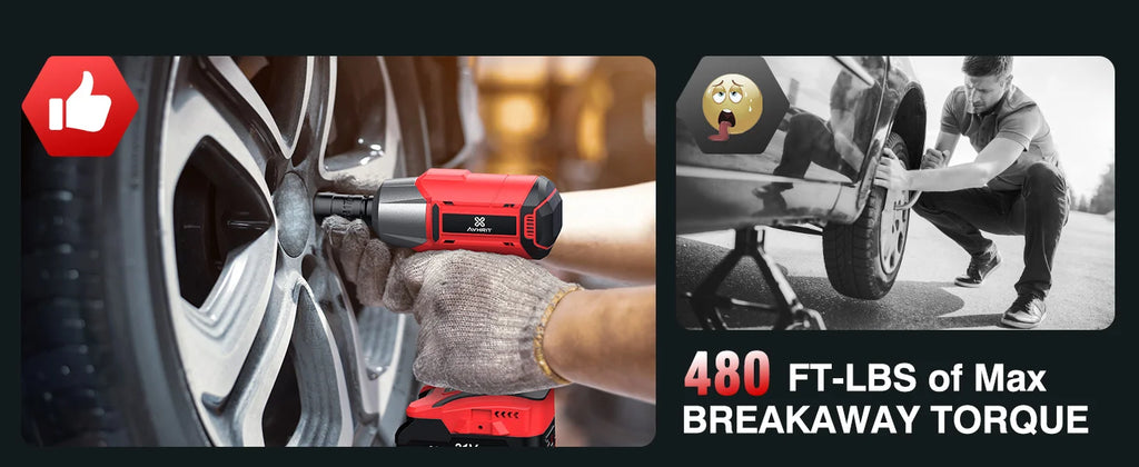 AVHRIT 1/2"Brushless Cordless Impact Wrench 650Nm(480Ft-lbs) 2200RPM w/ 2x4Ah Battery Kit & Sockets-Heavy Duty for Car/Truck/DIY