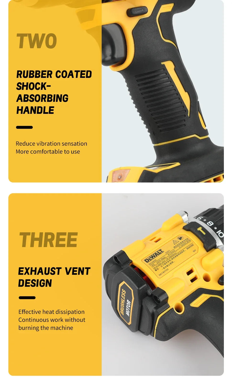 DEWALT DCD805 20V Power Tools Brushless Impact Drill Cordless Electric Screwdriver Multi-Function Hand Drill