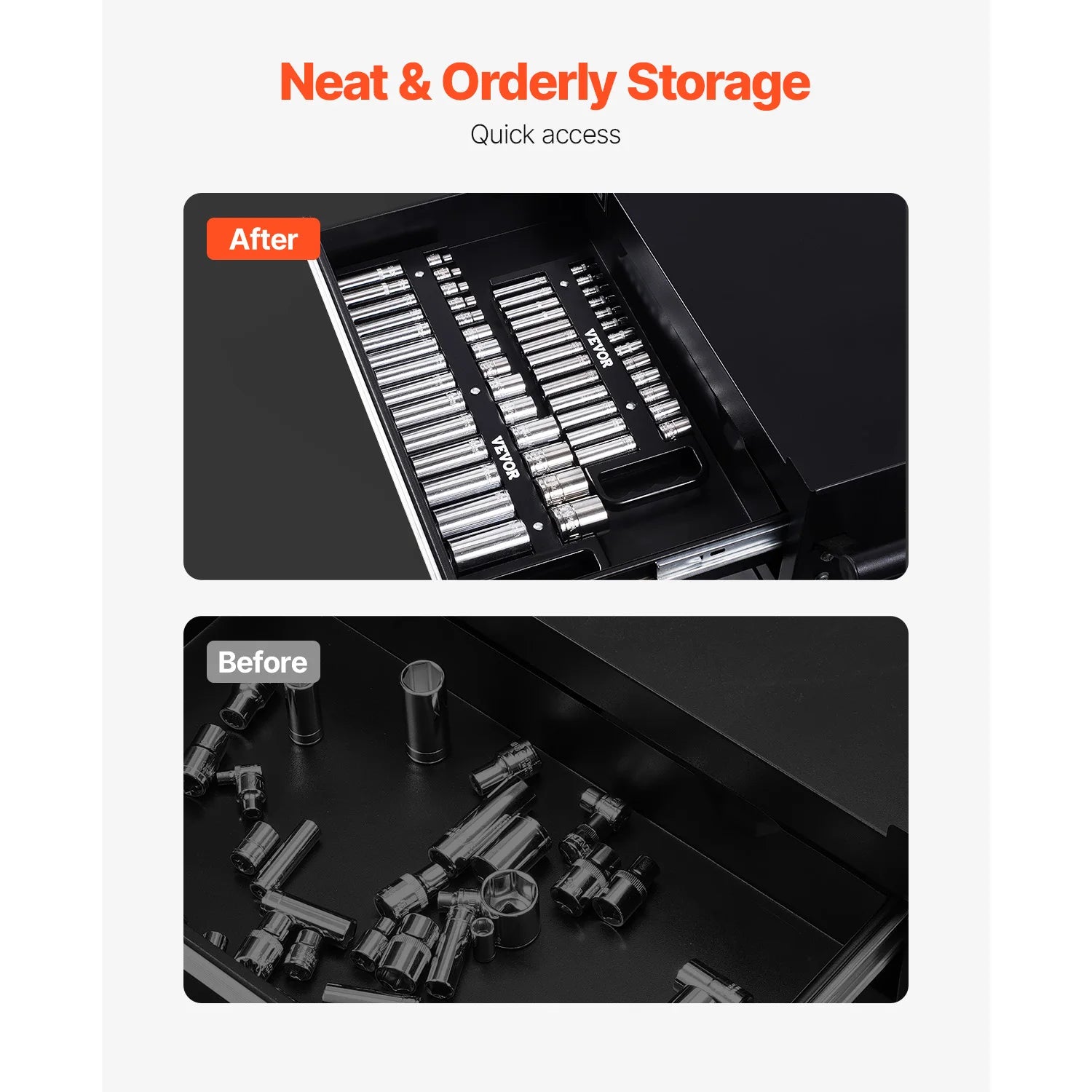 SucceBuy 3PCS Magnetic Socket Organizer Tray 3/8'' 1/2'' Metric & SAE Socket Holder Set up to 76 Sockets for Tool Box Drawer