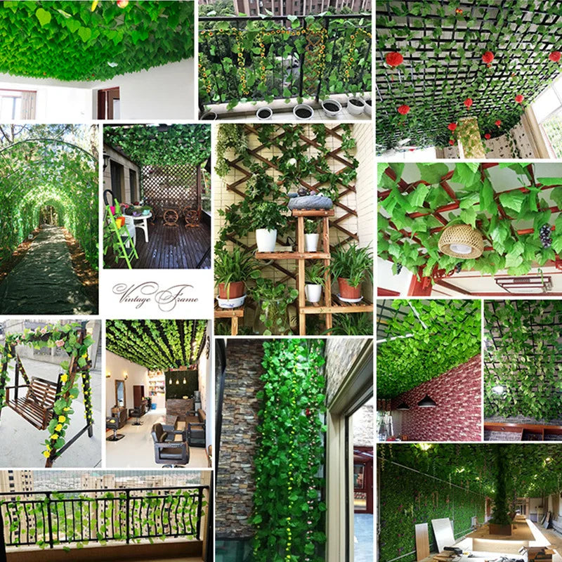 1Pc 2.1 M Artificial Plant Green Ivy Leaf Garland Silk Wall Hanging Vine Home Garden Decoration Wedding Party Fake Wreath Leaves