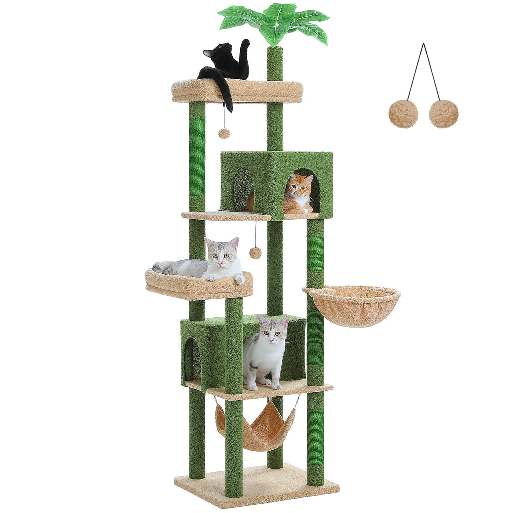 Multi-Level Cat Tree for Indoor Large Cat Tower with Scratching Posts Spacious Cat Condo Soft Top Perch Cat Furniture Cat Toys