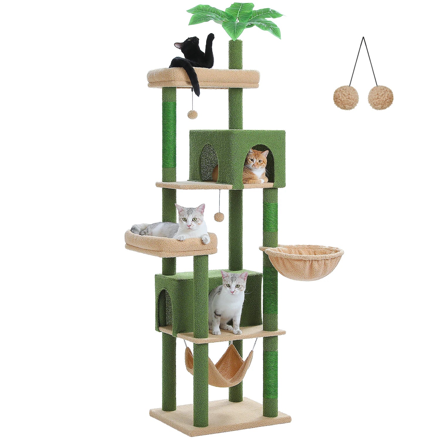 Multi-Level Cat Tree for Indoor Large Cat Tower with Scratching Posts Spacious Cat Condo Soft Top Perch Cat Furniture Cat Toys