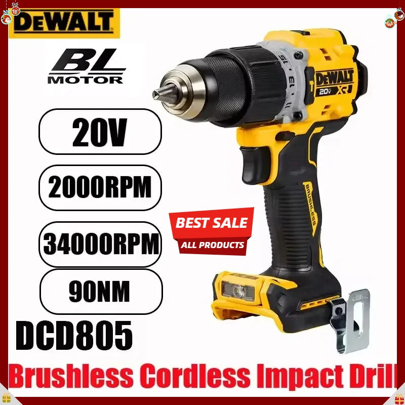 DEWALT DCD805 20V Power Tools Brushless Impact Drill Cordless Electric Screwdriver Multi-Function Hand Drill