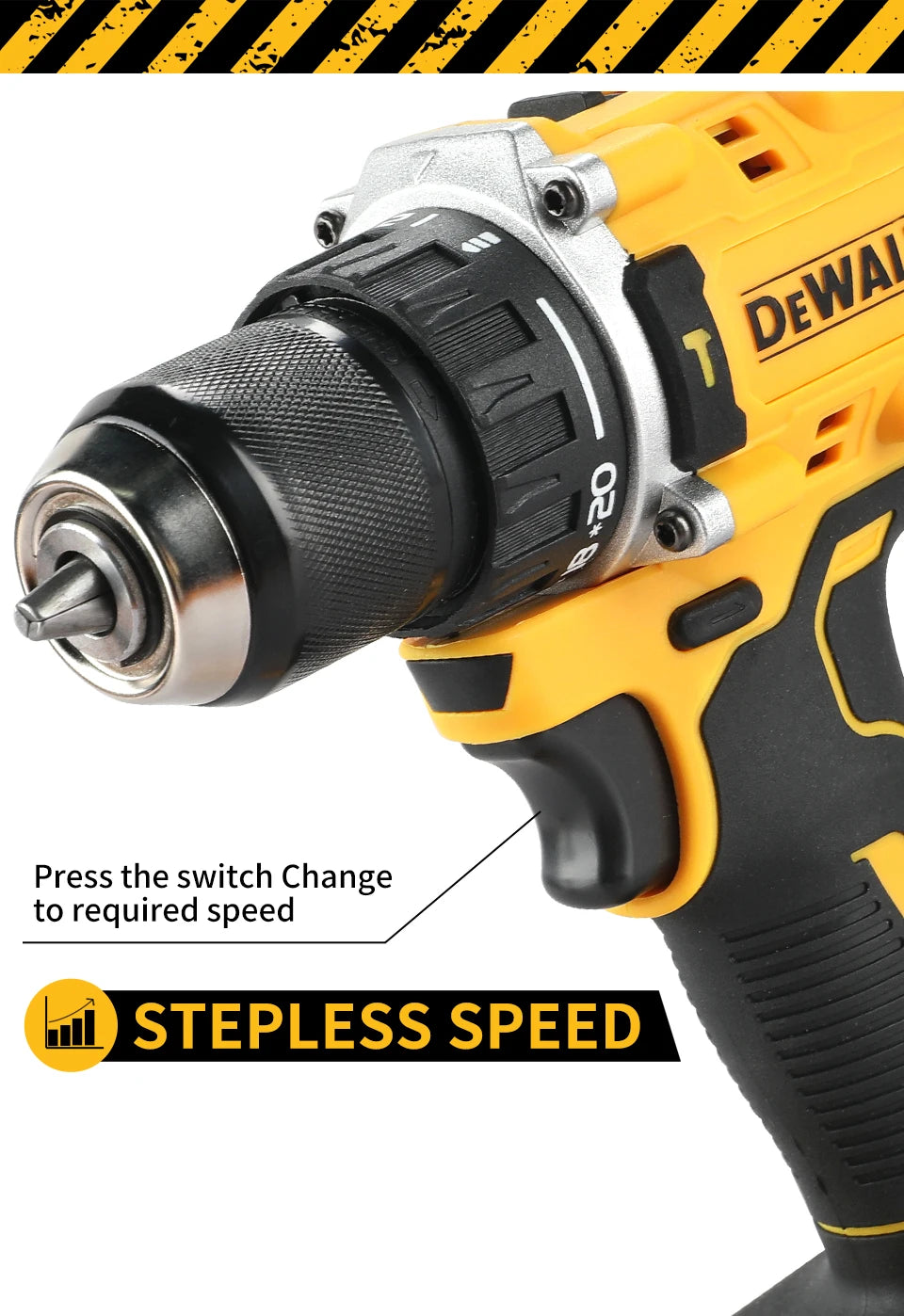 DEWALT DCD805 20V Power Tools Brushless Impact Drill Cordless Electric Screwdriver Multi-Function Hand Drill