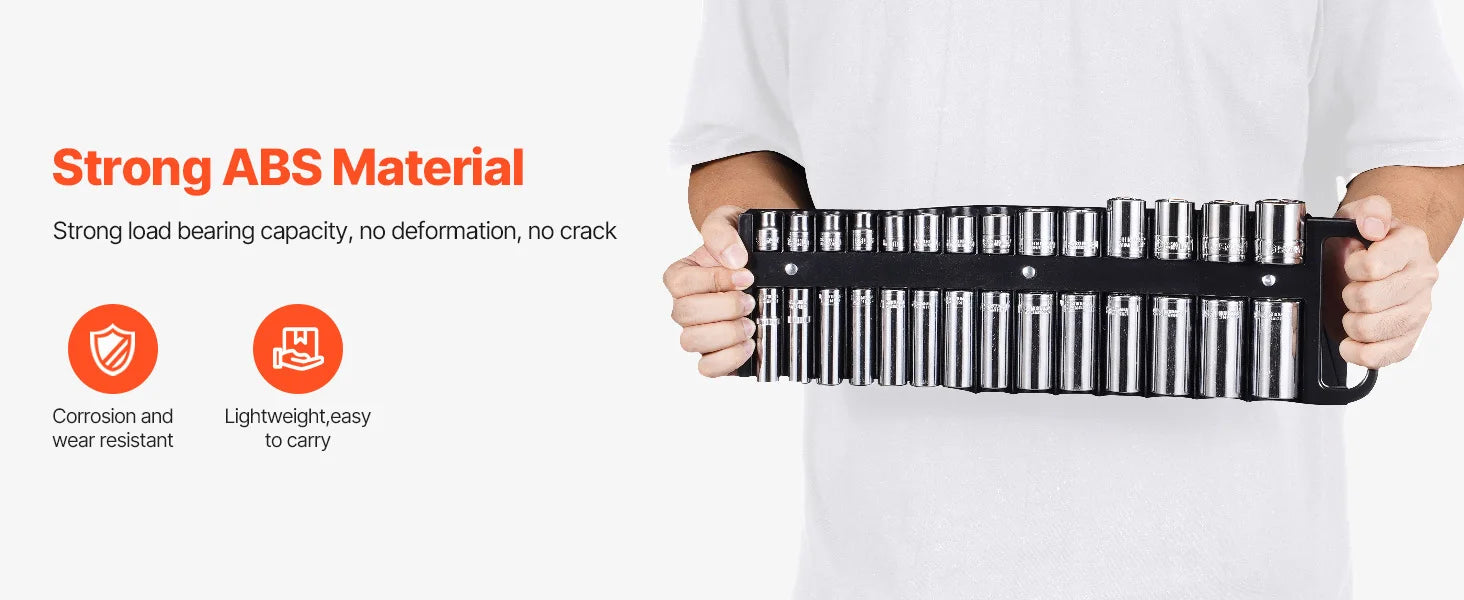 SucceBuy 3PCS Magnetic Socket Organizer Tray 3/8'' 1/2'' Metric & SAE Socket Holder Set up to 76 Sockets for Tool Box Drawer
