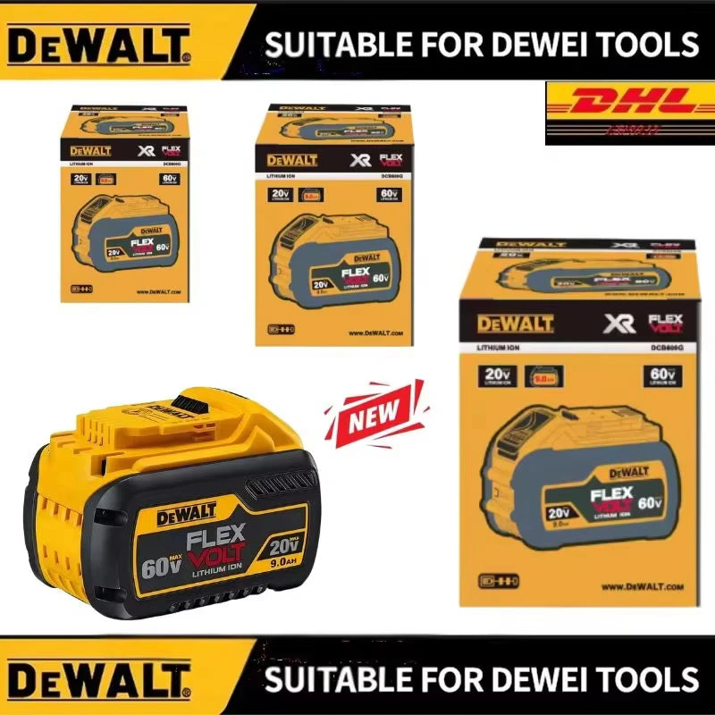 🦞DeWALT 100% Original Battery 20V/60V9Ah MAX FlexVolt for DCB205 DCB206 DCB209 DCB182 Power Tool with Charger🚀