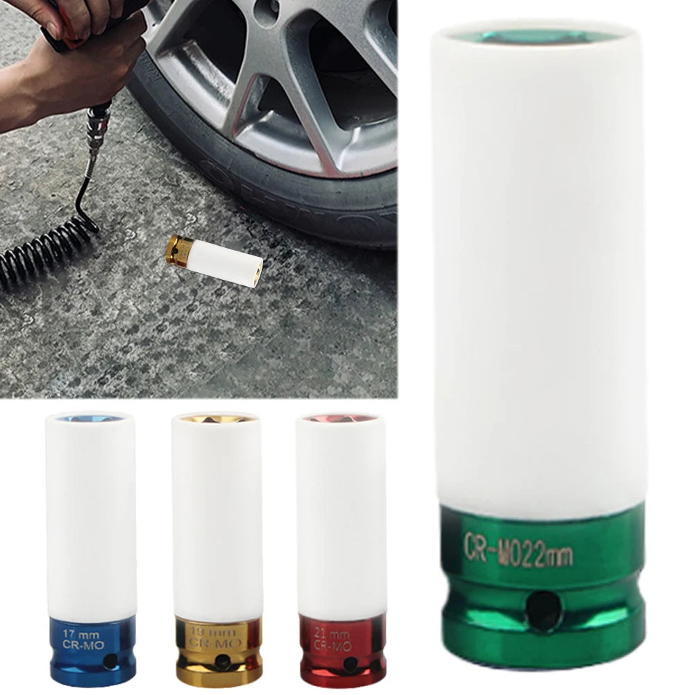 17/19/21/22mm Hex Sockets Pneumatic Wrench Tire Screw Sleeve 1/2 Inch Square Drive Tire Protection Sleeve Drive Wheel Protector