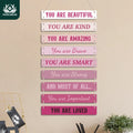 Putuo Decor 1pc Wooden Hanging Sign, You Are Beautiful You Are Kind, Wall Art Decoration for Home Cafe Coffer Shop Office, Gift