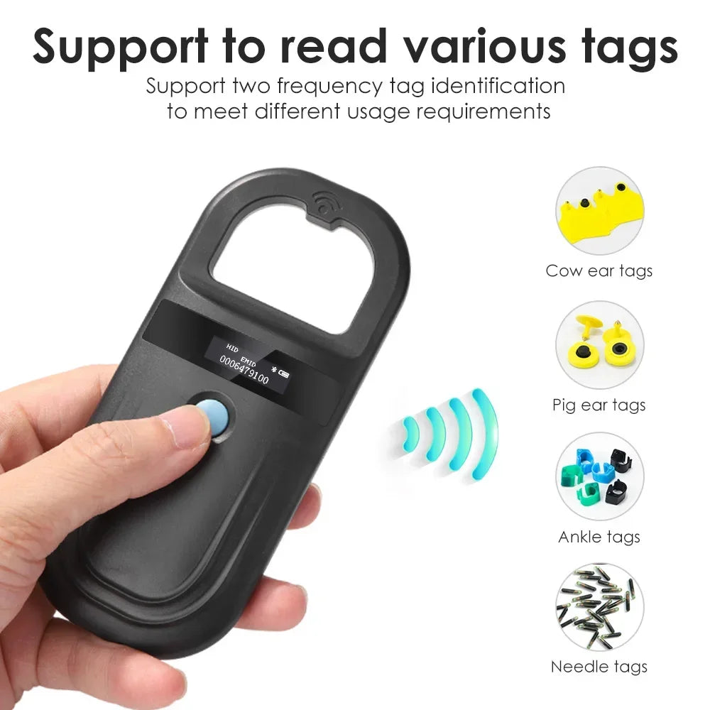 5YOA Handheld 134.2Khz Animal RFID Reader Pet Cat Dog Micro-Type Chip Scanner FDX-B Glass Chip USB/Bluetooth Tag Reader