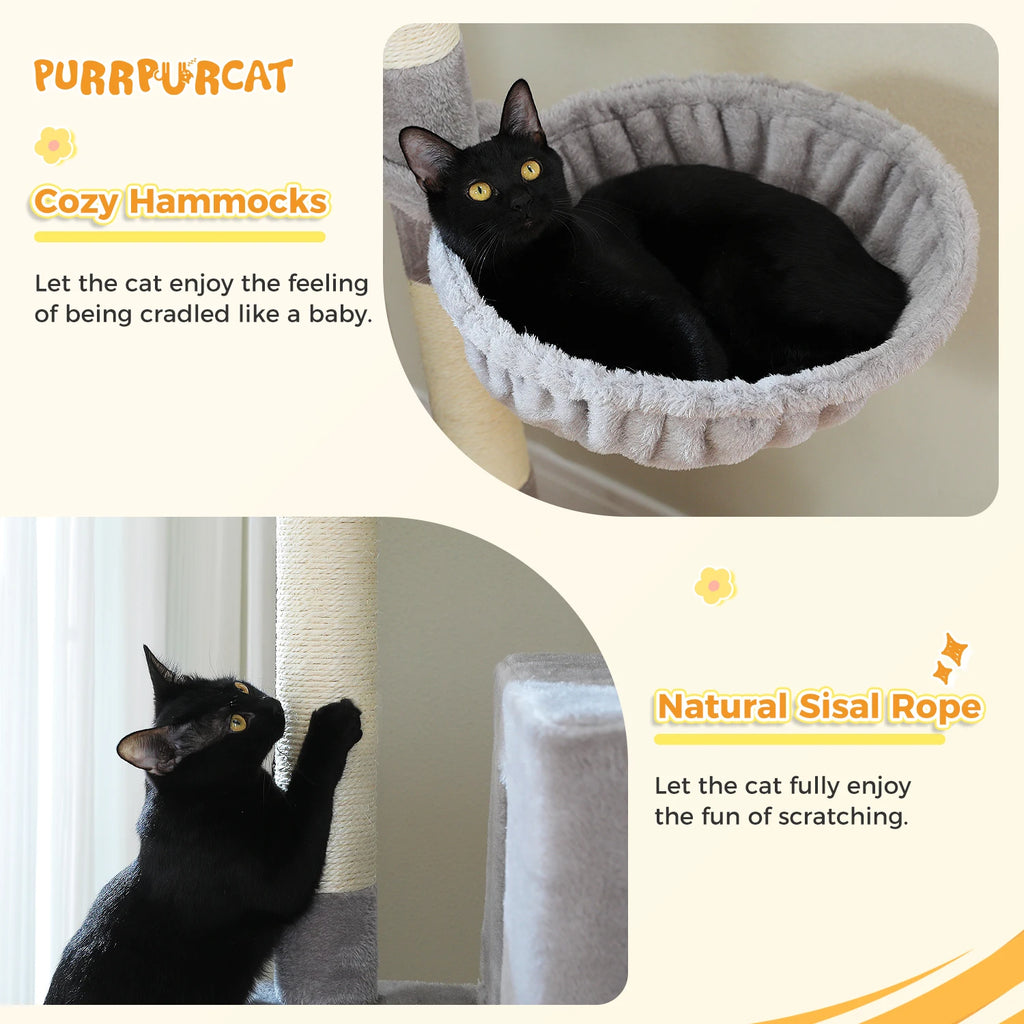 Multi-Level Cat Tree for Indoor Large Cat Tower with Scratching Posts Spacious Cat Condo Soft Top Perch Cat Furniture Cat Toys