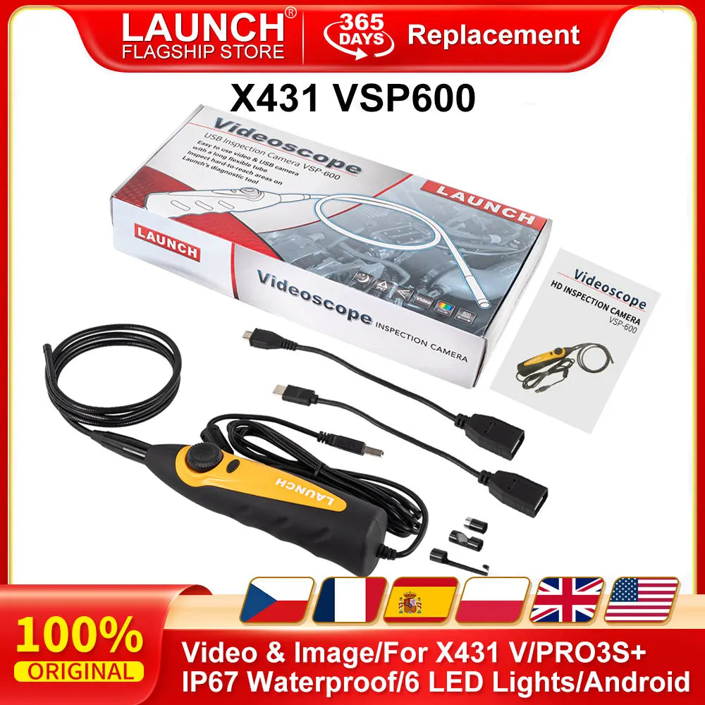 LAUNCH VSP-600 Borescope Inspection Camera IP67 Waterproof VSP600 Videoscope 5.5MM 6 LED Light for X431 Series USB Endoscope