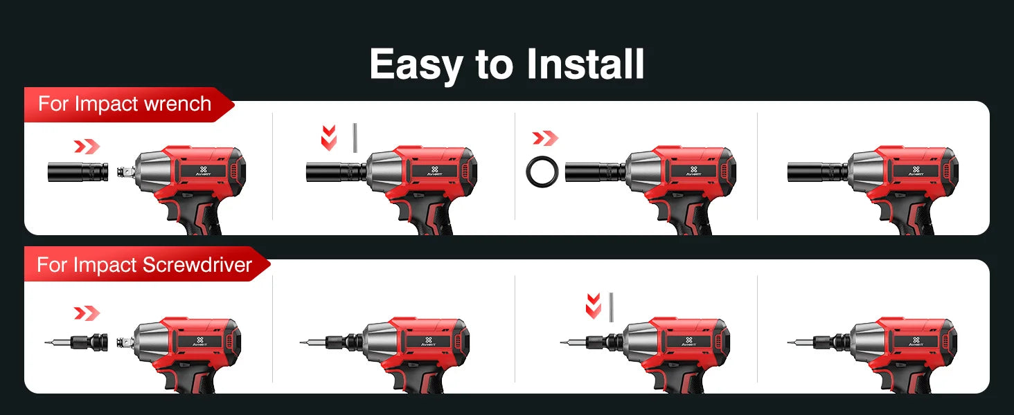 AVHRIT 1/2"Brushless Cordless Impact Wrench 650Nm(480Ft-lbs) 2200RPM w/ 2x4Ah Battery Kit & Sockets-Heavy Duty for Car/Truck/DIY