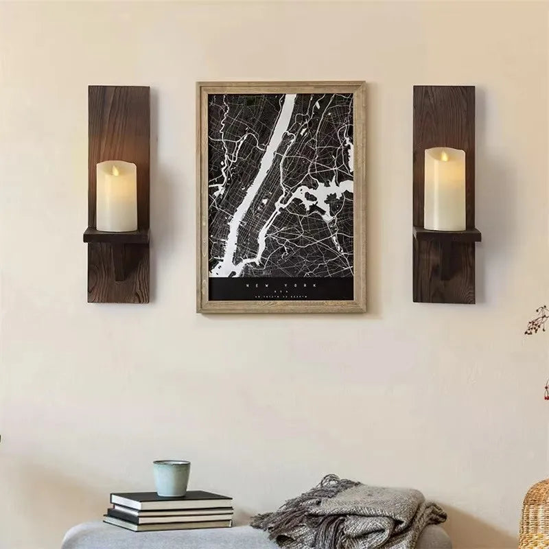 Art Deco Wooden Wall Mounted Vase Display Stand Wedding Corridor Candle Holder Home Wall Decor Rack