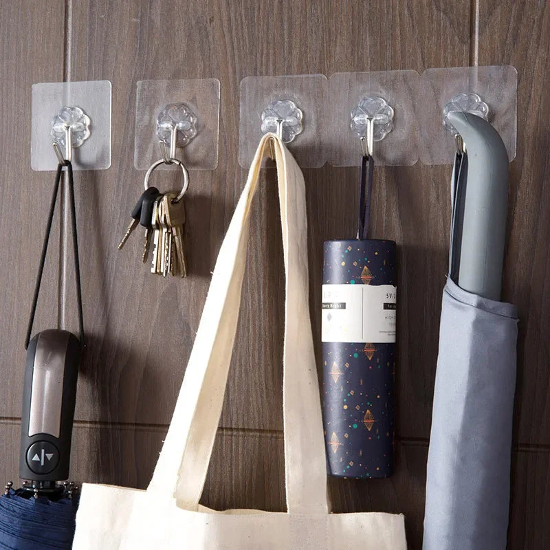 Transparent Wall Hooks Strong Self Adhesive Door Wall Hangers Hook Home Storage Hooks Suction Cup Heavy Load Hook Holder Racks