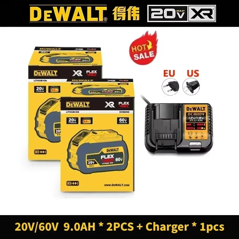 🦞DeWALT 100% Original Battery 20V/60V9Ah MAX FlexVolt for DCB205 DCB206 DCB209 DCB182 Power Tool with Charger🚀