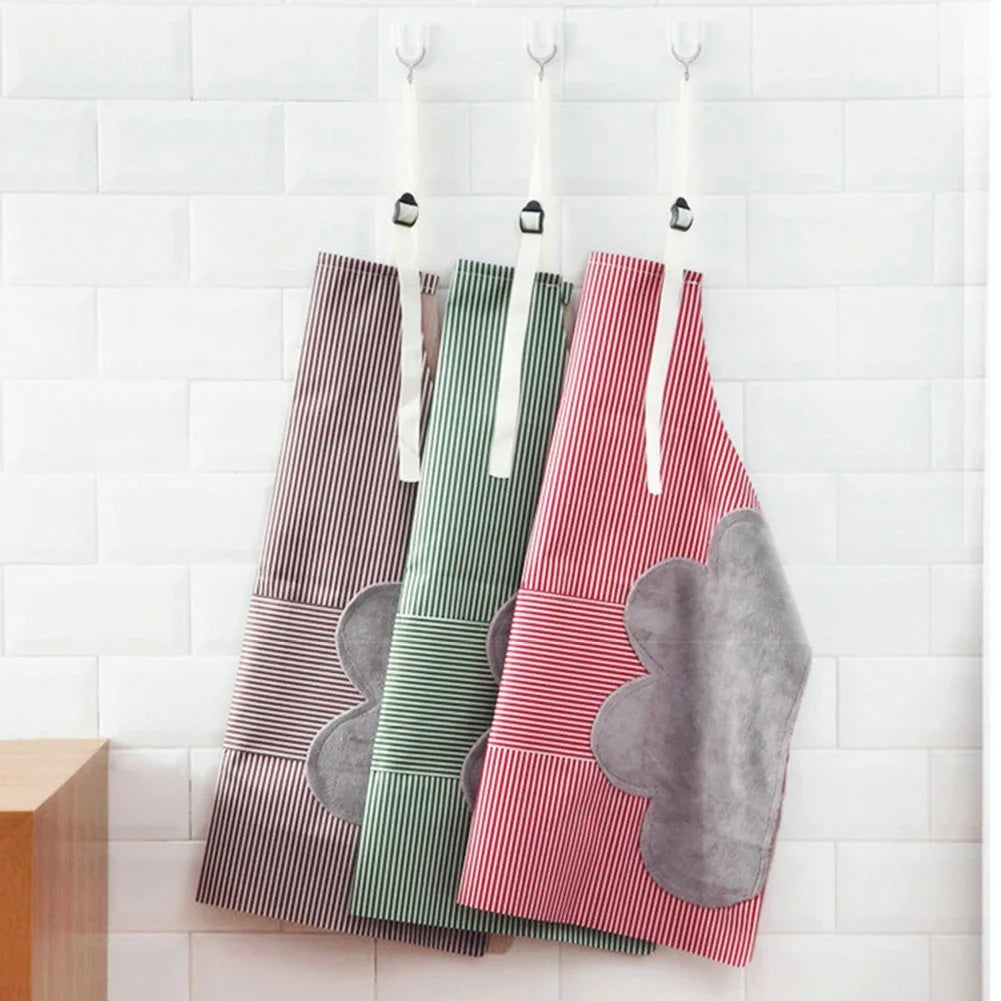 Kitchen Apron Unisex Cotton Hand Wipe Men's Household Kitchen Apron Large Pocket Waterproof and Oil-proof Female Baking Clothing