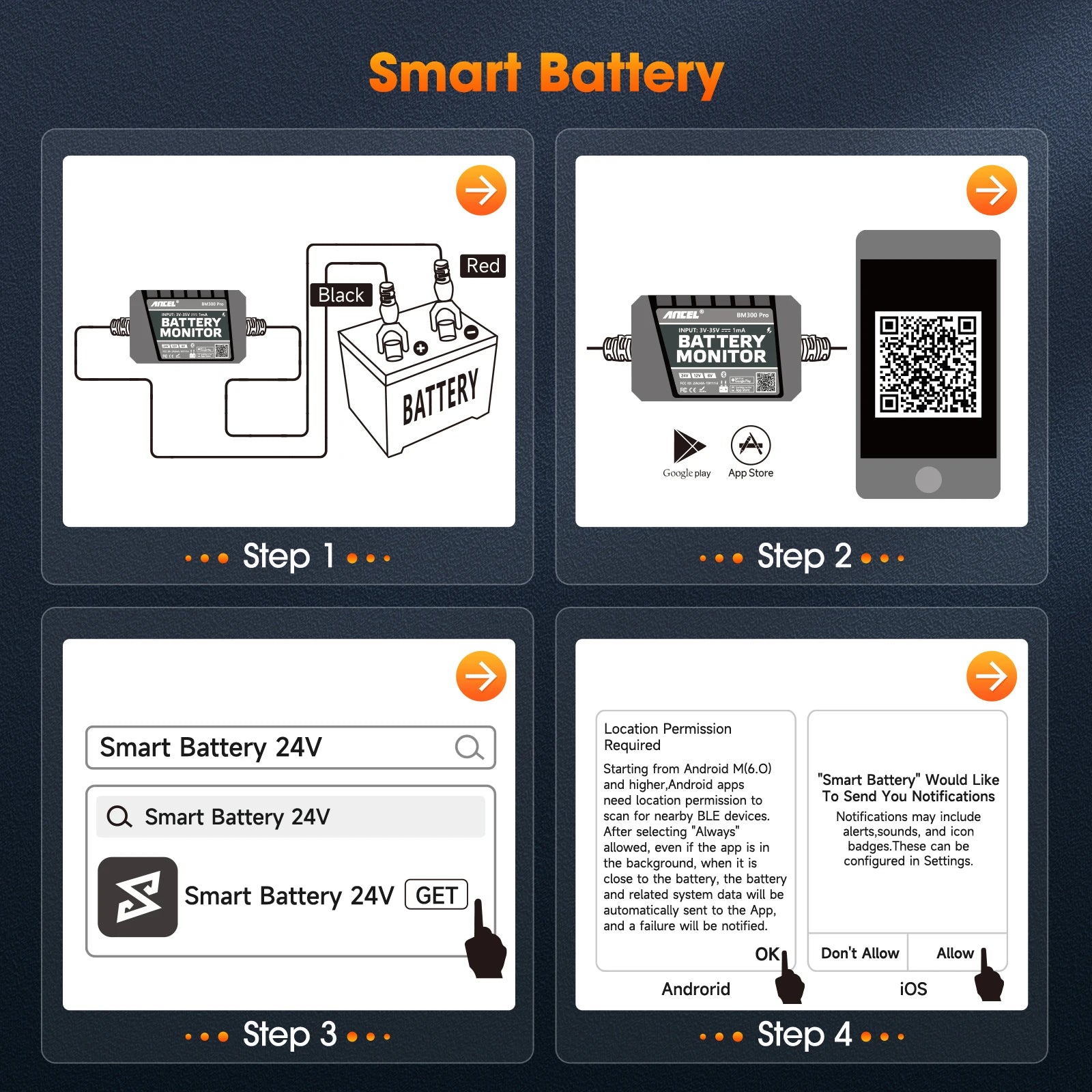2025 ANCEL BM300 Pro Battery Monitor 24V Battery Tester 12V SOC Battery Health Analyzer Battery Tools