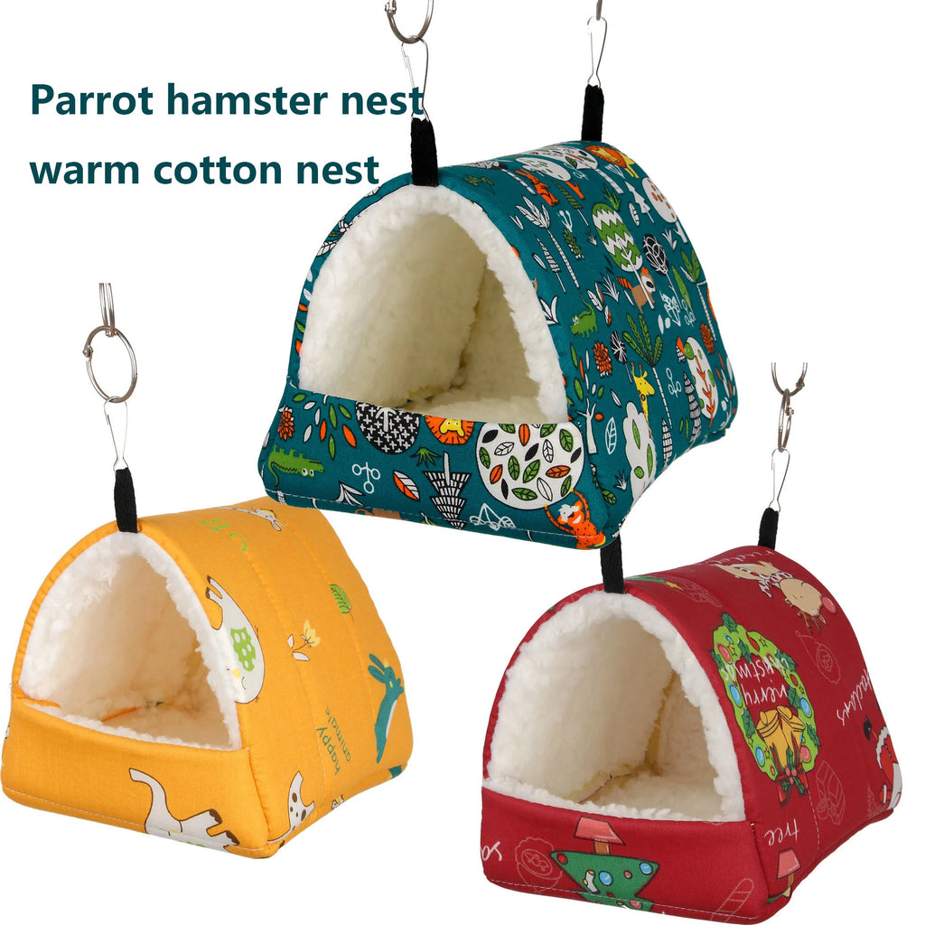 Parrot hamster nest, warm cotton nest, bird nest with thick velvet, winter pet, parrot hamster supplies