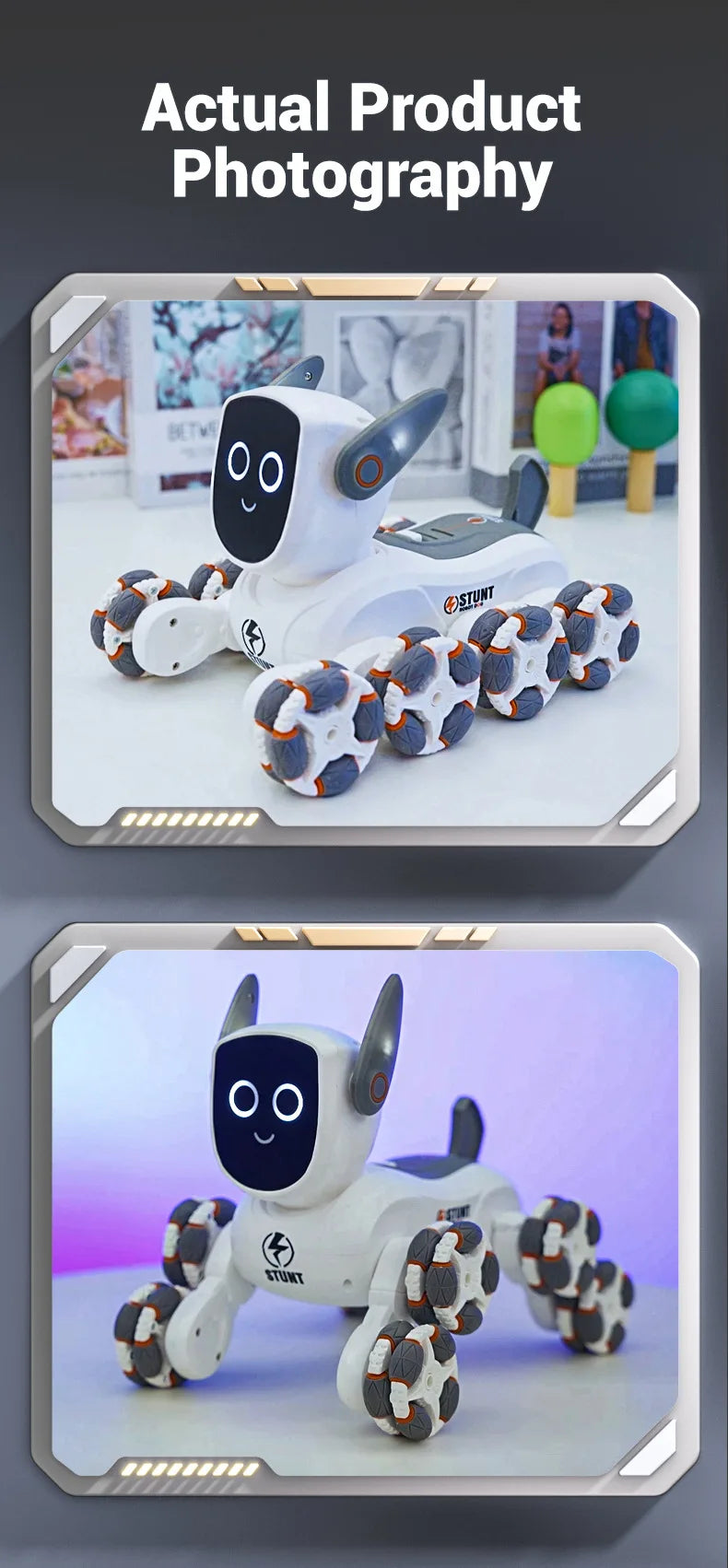 Jjrc Q193 Rc Stunt Car 8-Wheel Mechanical Robot Dog Lights for Kids Remote Gesture Sensing Dual Control Electronic Pet Toy Car