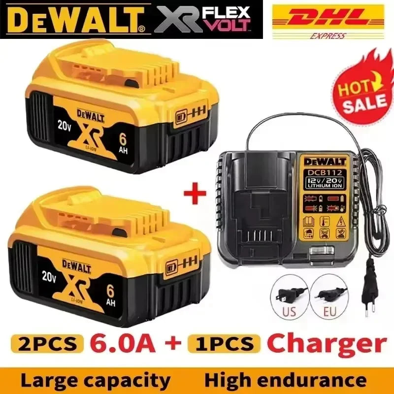 Original DEWALT Battery 20V/60V 6-9.0Ah Rechargeable Li-Ion Battery ,Dewalt Tool Battery, Charger Dewalt Battery+electric Drill