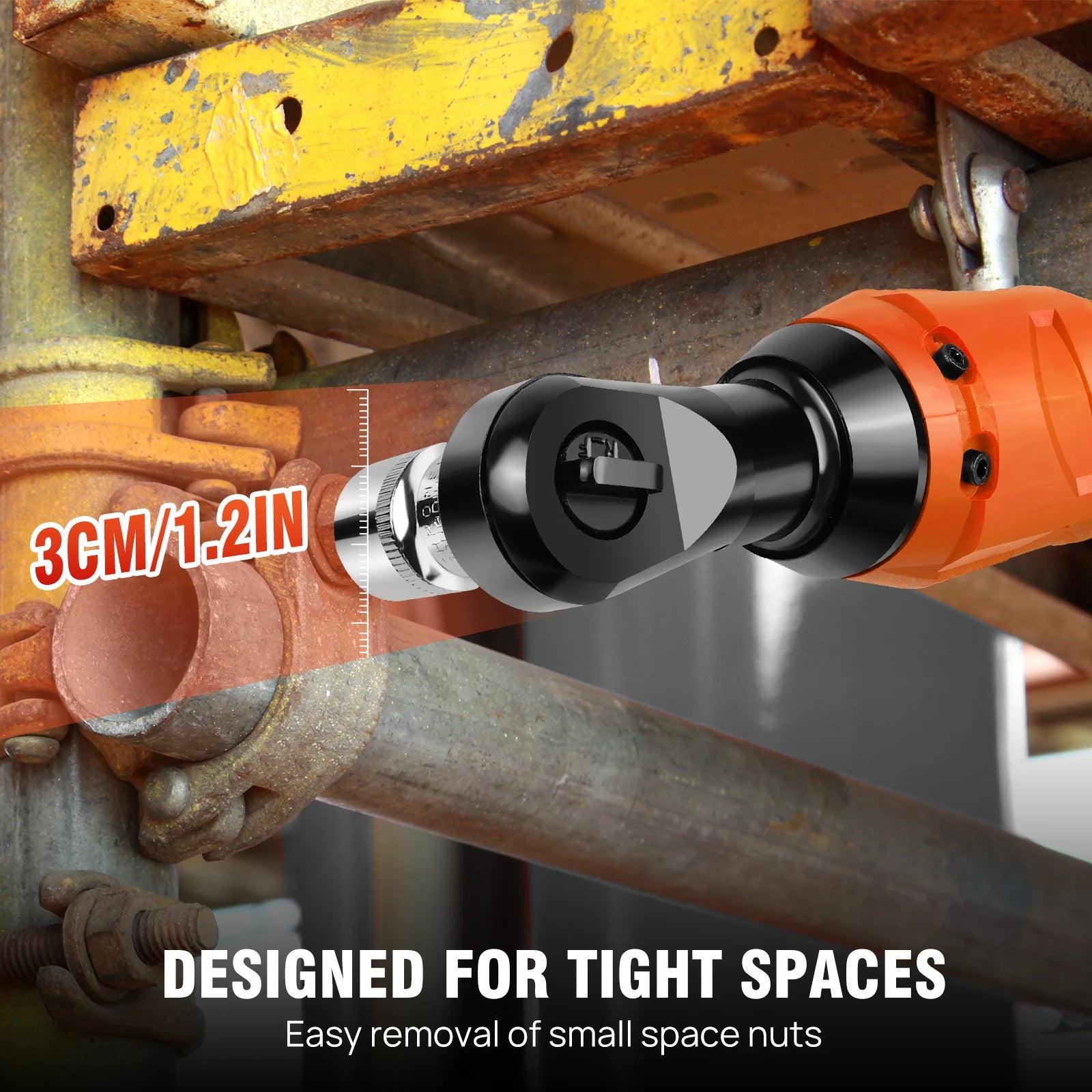 Cordless Ratchet Wrench, 2 x 12V 1.5Ah Batteries, Charger, Power Tool Wrench 3/8" Sq Drive,Cordless Ratchet with 7 Sockets