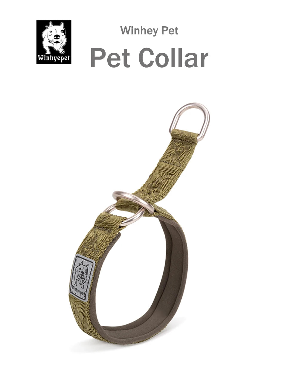 Winhyepet Pet Dog Collar P-chain No Pull Walking Traveling Light 3M Reflection Liner for Great & Small Puppy Bulldog  YC1851