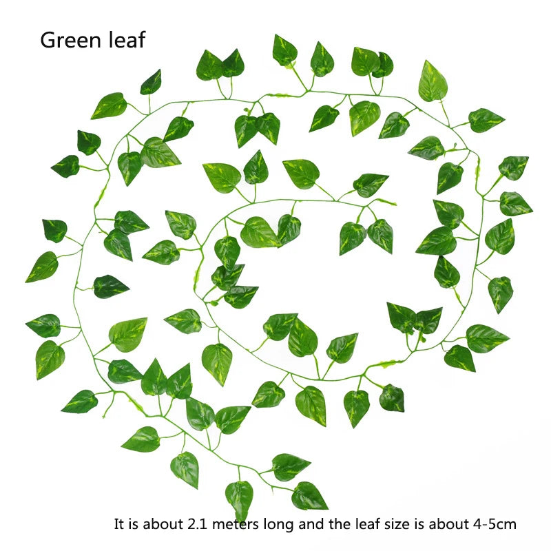 1Pc 2.1 M Artificial Plant Green Ivy Leaf Garland Silk Wall Hanging Vine Home Garden Decoration Wedding Party Fake Wreath Leaves