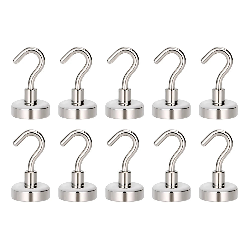 10Pcs Strong Magnetic Hooks Punch free Practical Load Bearing Hook Thick Wall Storage For Indoor Outdoor Home Kitchen 2/12/34kg